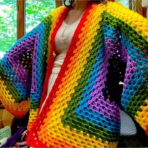 A Handmade acrylic cardigan.